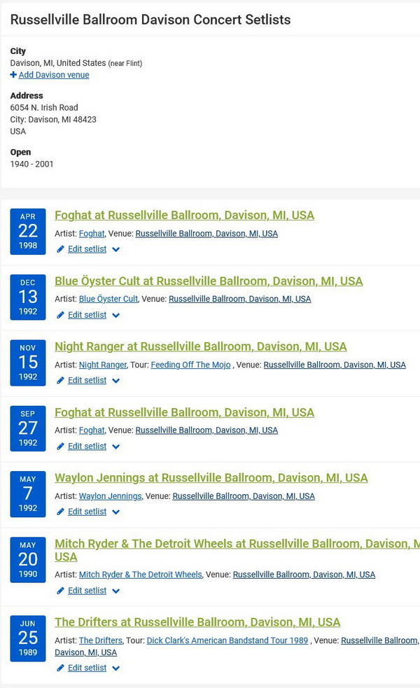 Russellville Ballroom - Setlist Fm Concert Listing (newer photo)